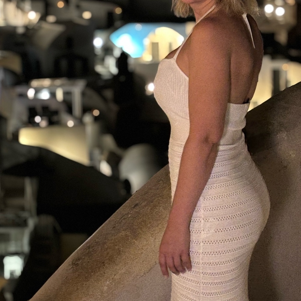Dynamite White Backless Knit Dress